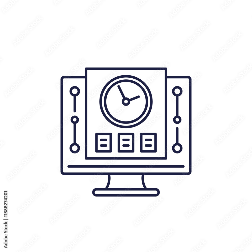 project management software icon, tasks and time line vector project management software icon, tasks and time line vector