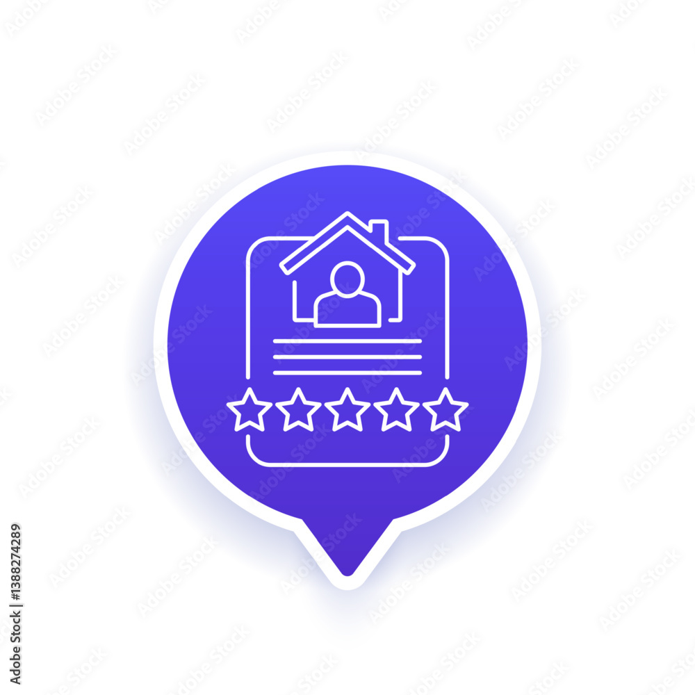 Fototapeta premium tenant satisfaction icon, house rating line design