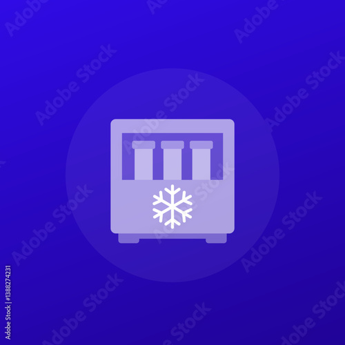 sperm bank icon, cold storage with samples, transparent design