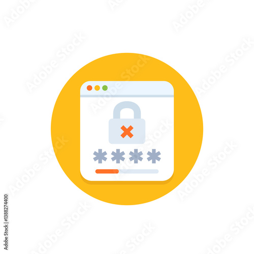 weak password icon with a lock, flat design