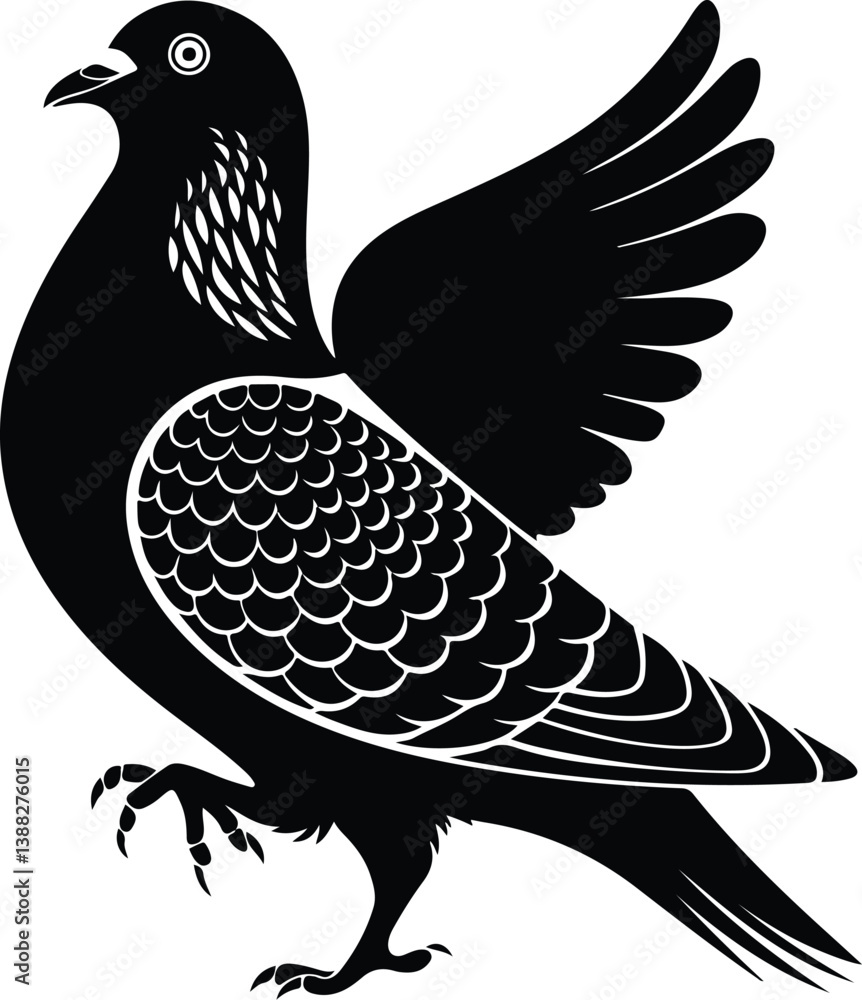 Obraz premium Flying Pigeon Vector | Dove, Bird Outline and Wildlife Design Pigeon Silhouette Set | Peace Bird and Nature Vector Icons