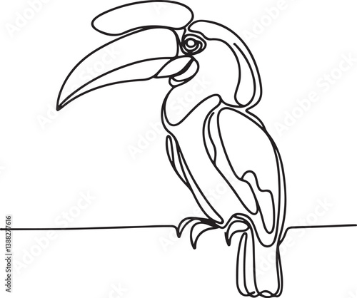 Hornbill Bird Line Art. Stunning Vector Drawing for Designers