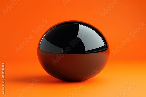 a smooth black oval on a bright orange background