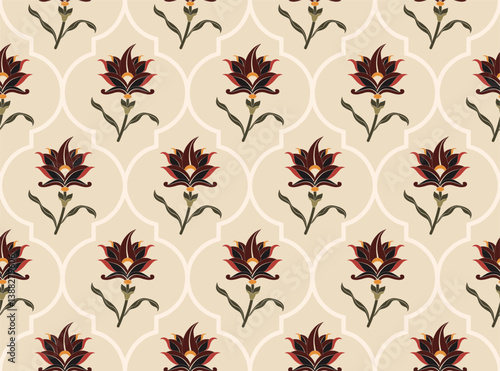 Hand drawn colourful geometric flowers, seamless patterns with floral for fabric, textiles, clothing, wrapping paper, backdrop, banner, illustration, abstract backgrounds.
