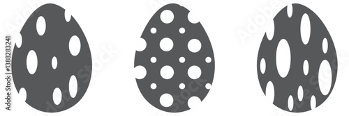 Easter eggs colorful icons collection with different patterns on black background. Vector illustration