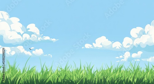 A bright and beautiful cartoon rendering of a sunny outdoor scene