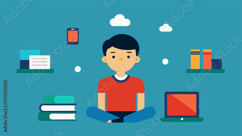 Fading Books A young person sitting at a table surrounded by books that are fading away while bright screens and apps are prominently displayed around them symbolizing the shift