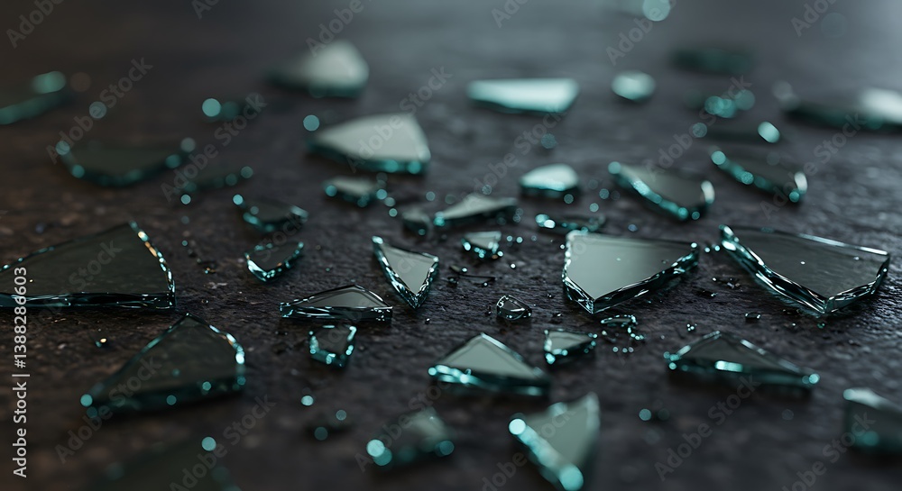 Shattered Reflections: Dark Teal Glass Fragments AI Generated Shattered Reflections: Dark Teal Glass Fragments AI Generated