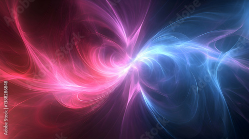 A high-resolution wallpaper featuring soft, flowing curves in neon pink and blue, creating a smooth, fluid digital space