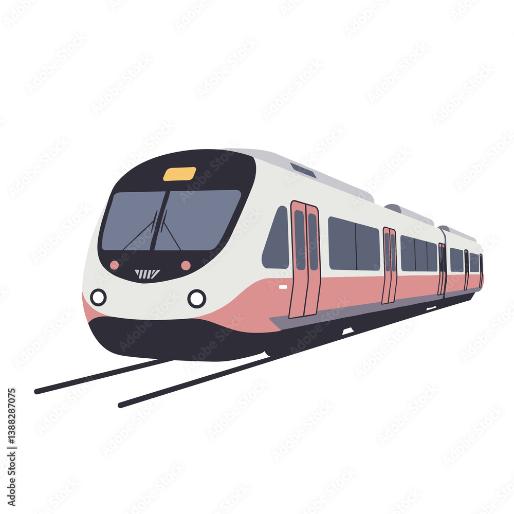 Naklejka premium Modern train illustration on tracks 