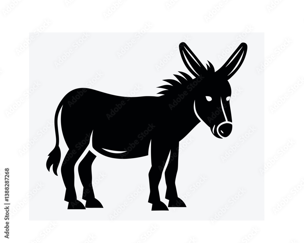 Isolated black silhouette of a domestic donkey vector art. Isolated black silhouette of a domestic donkey vector art.