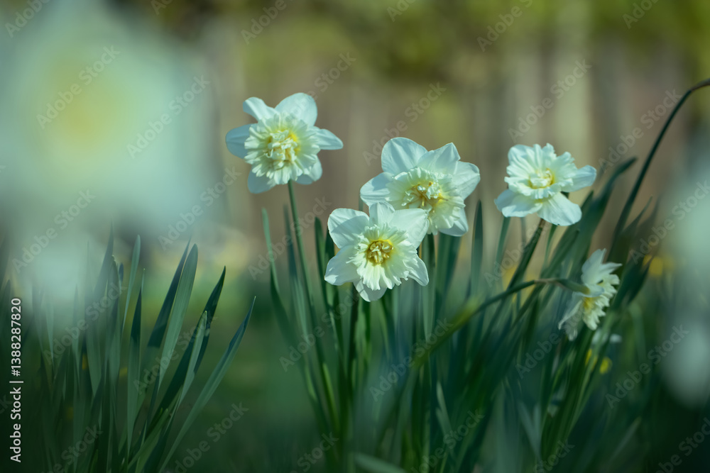 białe pełne narcyze, white full narcissi