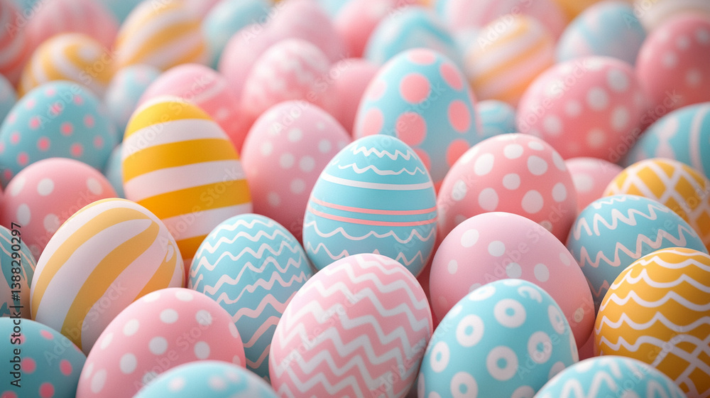 Obraz premium カラフルぎっしりイースターエッグでいっぱいの背景素材