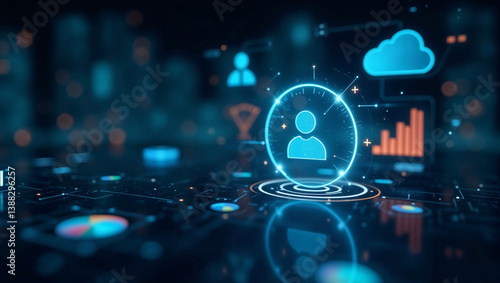 Futuristic HRIS Dashboard with AI-Driven Insights and Data Analytics