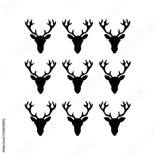 vector silhouettes of deerVector icon illustration silhouette Graphics design white background 