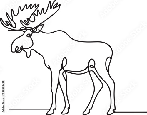 Elegant Moose Line Drawing Vector 