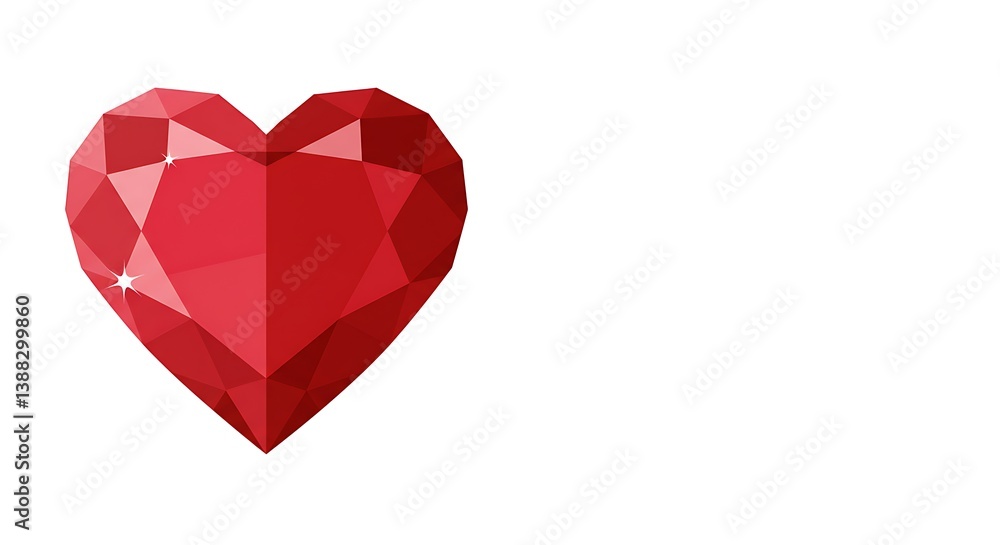 Crimson Facet Heart: Love's Gemstone Geometry AI Generated Crimson Facet Heart: Love's Gemstone Geometry AI Generated