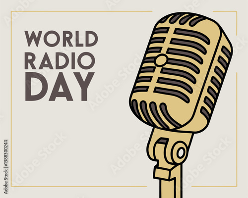 World Radio Day Illustration with Microphone for Global Broadcasting.