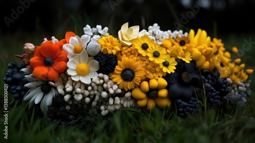 Vibrant floral headpiece arrangement photo