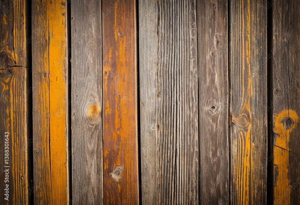 Fototapeta premium A close up of a wooden wall with peeling paint.