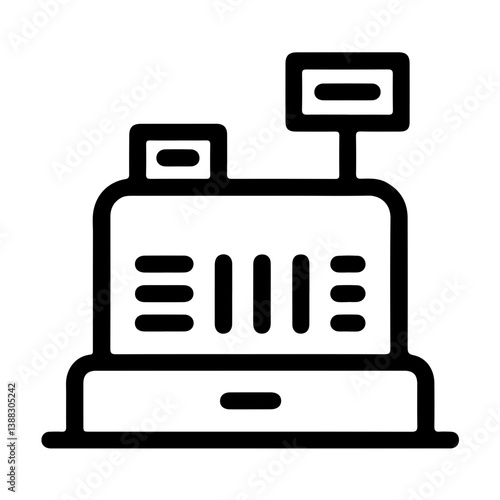 Minimalist icon of modern cash register symbolizing retail checkout ecommerce and point of sale system