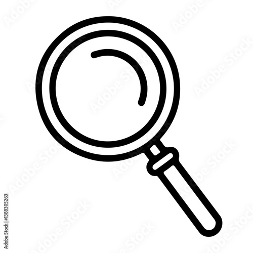 Minimalist icon of magnifying glass representing search inspection product discovery and ecommerce tools
