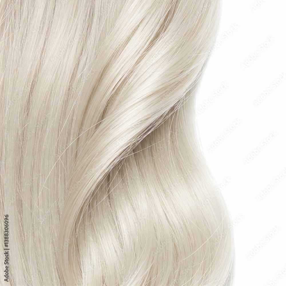 Naklejka premium Close-up of wavy, light, almost white hair. Soft texture and slight shine are visible.