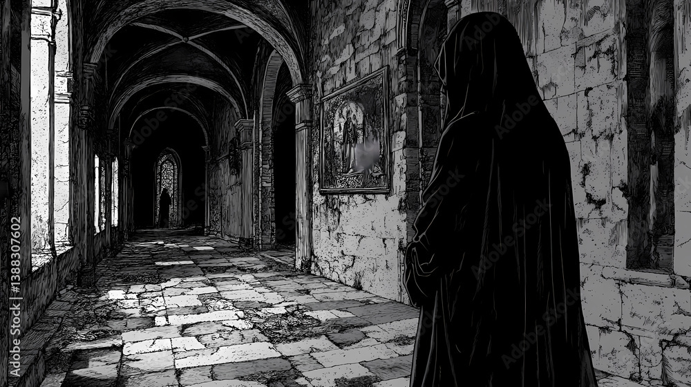 Naklejka premium haunted vanished monastery