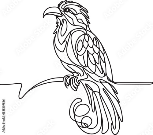 Quetzal Bird Line Drawing