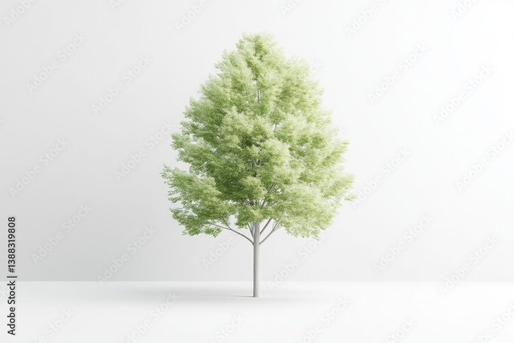 Obraz premium Isolated, light green tree against white background