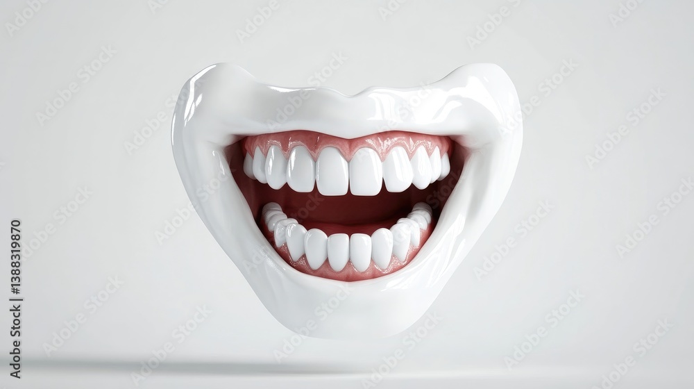 Fototapeta premium Smiling mouth, teeth, healthy smile, 3D render