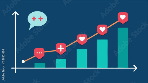 Falling Graph Trend Design a graph illustrating declining mental health indicators as the time spent consuming influencer content increases highlighting the correlation.
