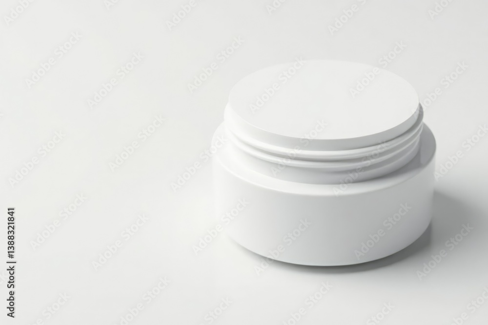 Close-up of pristine white cosmetic product on seamless white background, photography, commercial, beautyproduct Close-up of pristine white cosmetic product on seamless white background, photography, commercial, beautyproduct