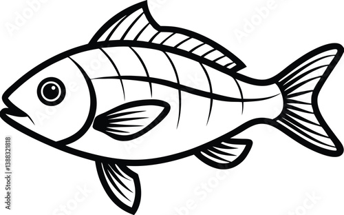 Snapper Fish Line art Design with white background