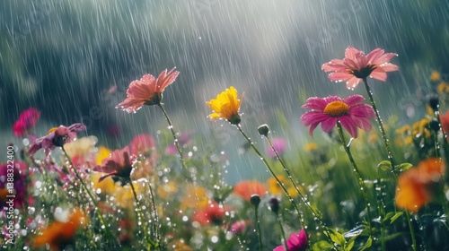 Fototapeta Naklejka Na Ścianę i Meble -  Beautiful flowers in seasonal rain in Spring