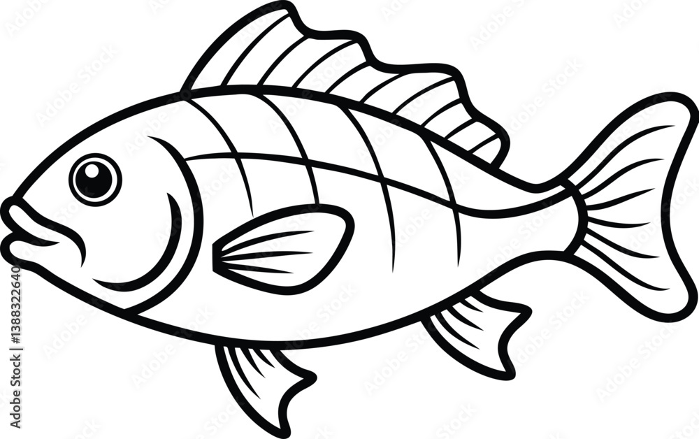 Fototapeta premium Snapper Fish Line art Design with white background