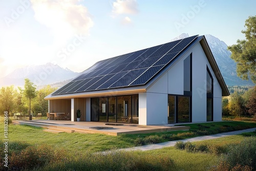 Modern Home with Solar Pane...