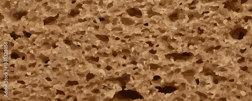 Bread slice macro texture, baked dough pattern. Brown bread loaf cut close up, wheat toast slice