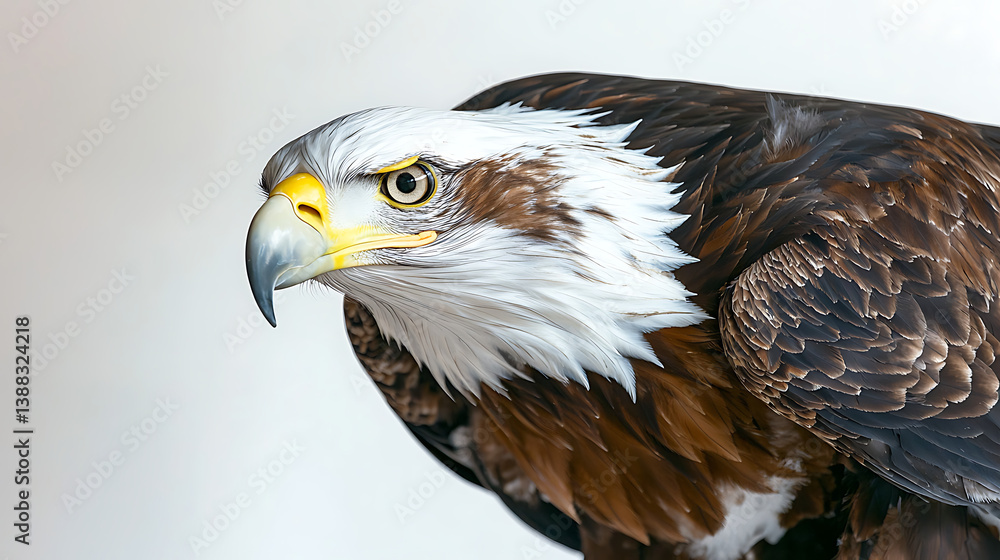 Naklejka premium A bald eagle with a yellow beak and yellow eyes. Generated using AI.