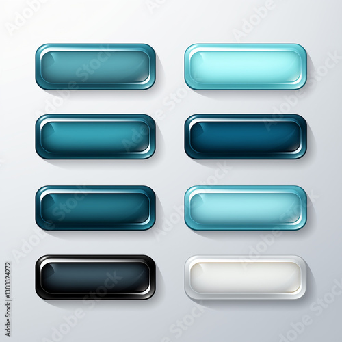 glass buttons for web and apps isolated