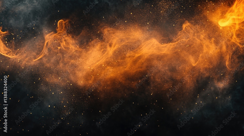 Fototapeta premium Splendid Golden Nebula with Swirling Clouds and Sparkling Stars, Evoking a Sense of Cosmic Majesty and Wonder