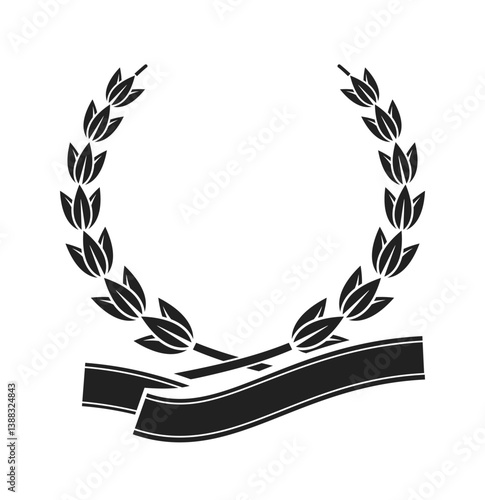 Simple black laurel wreath emblem