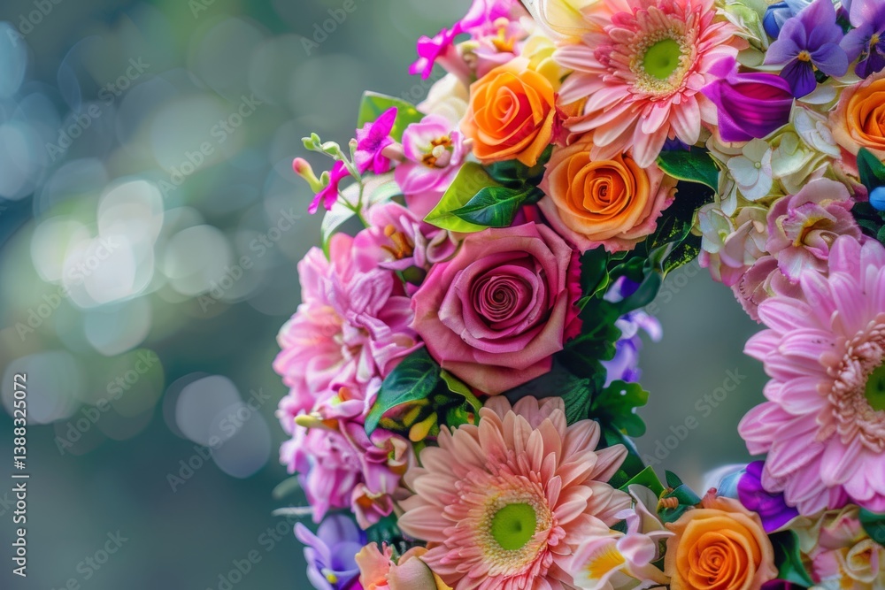 Naklejka premium Colorful floral wreath for celebration