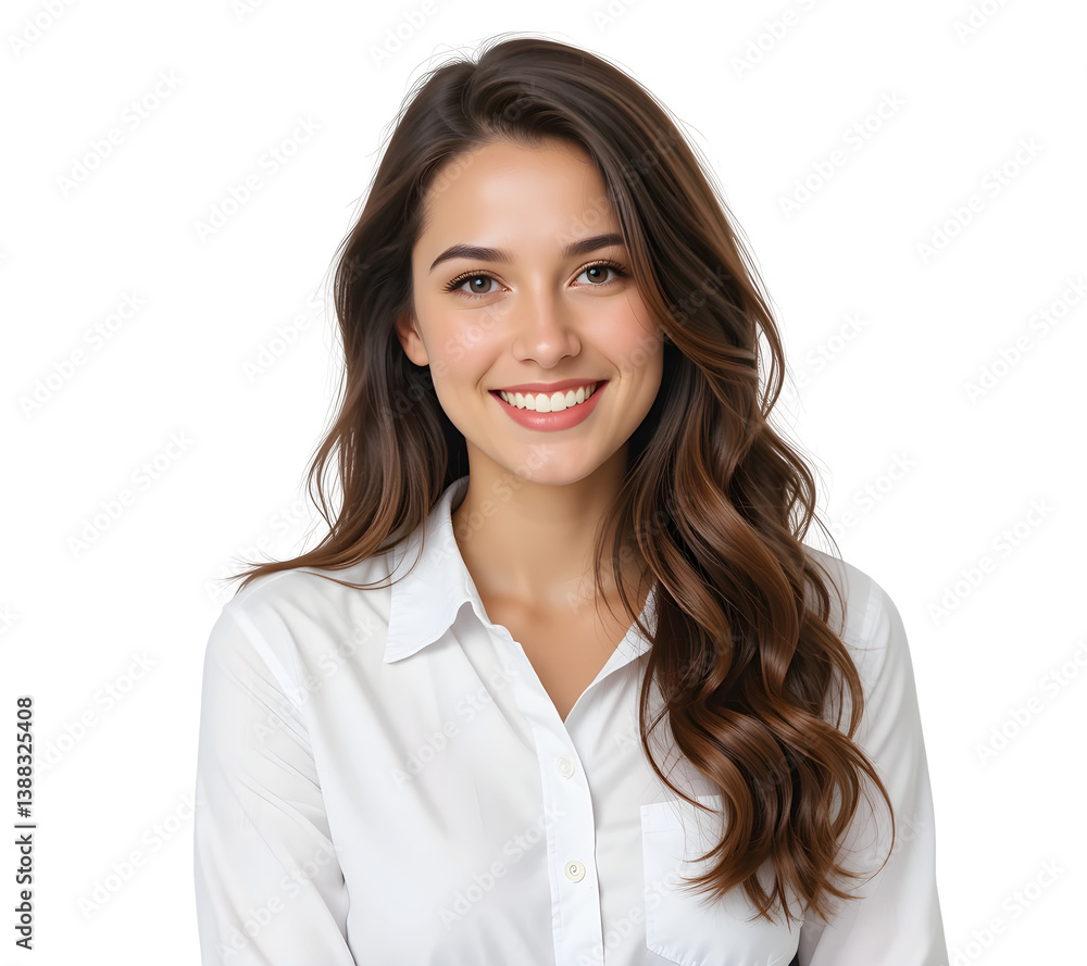 young business woman smiling and portrait business person isolated on white or transparent background. young business woman smiling and portrait business person isolated on white or transparent background.