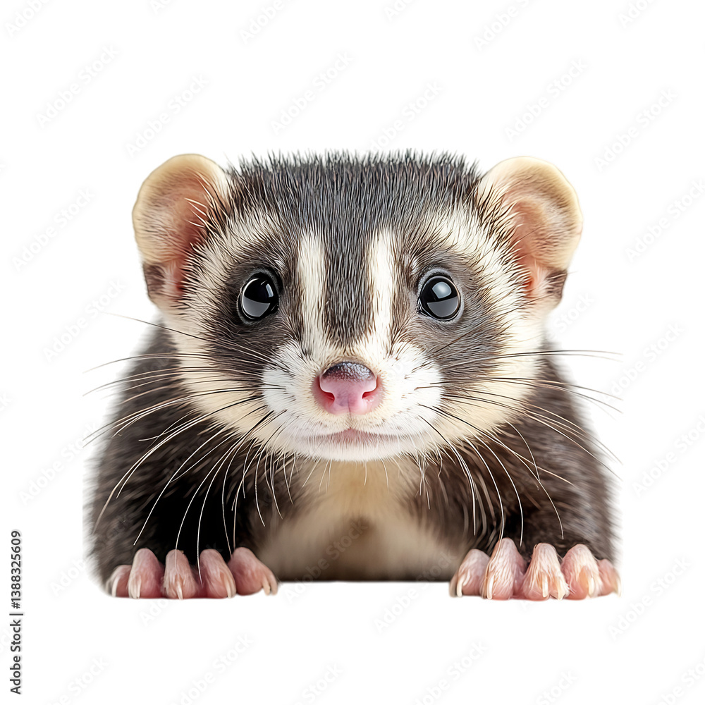 Playful Ferret Rolling Around Long Body and Curio Isolated on Transparent Background Playful Ferret Rolling Around Long Body and Curio Isolated on Transparent Background