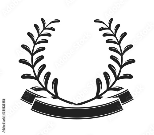 Heraldic laurel wreath decorated ribbon