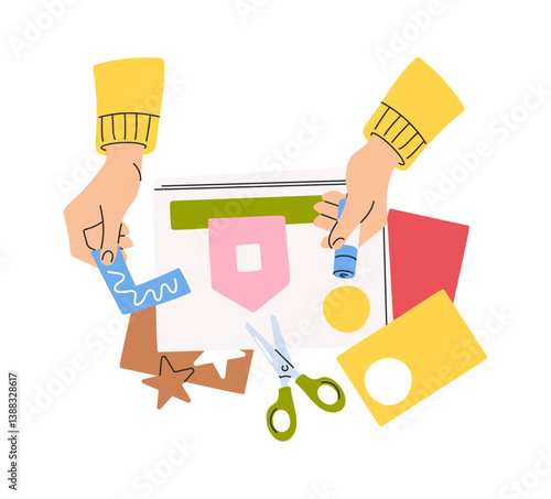 Hands making applique art work