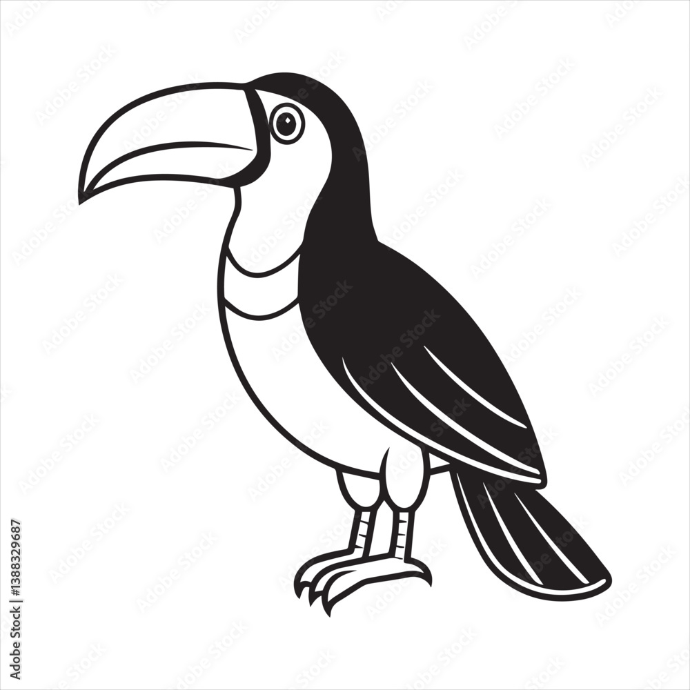 Obraz premium Toucan silhouette bundle set in vector style clip art with white background