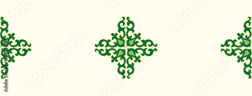 Tatar seamless pattern. Islamic tulip, floral geometry. Culture of the Tatar people, symbols of green and red