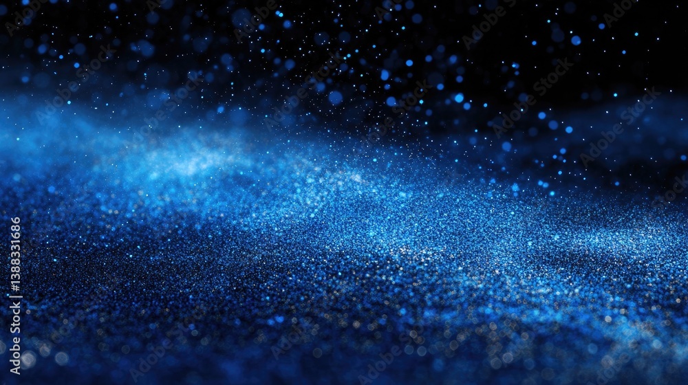 Naklejka premium Glowing Blue Particle Stream Against a Dark Background, Highlighting Dynamic Movement and Depth